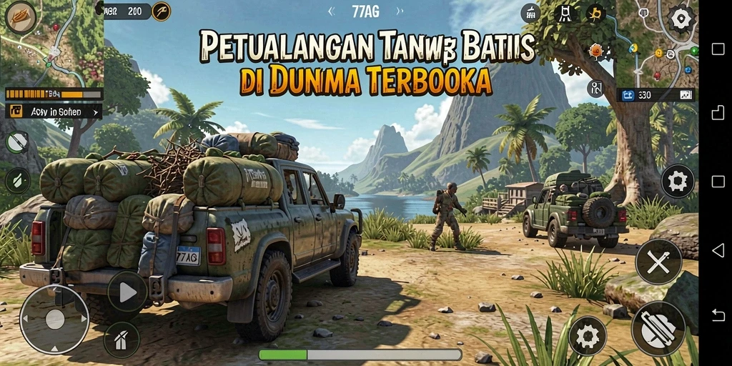 Tangkapan layar dari gameplay seru 77AG di dunia terbuka.