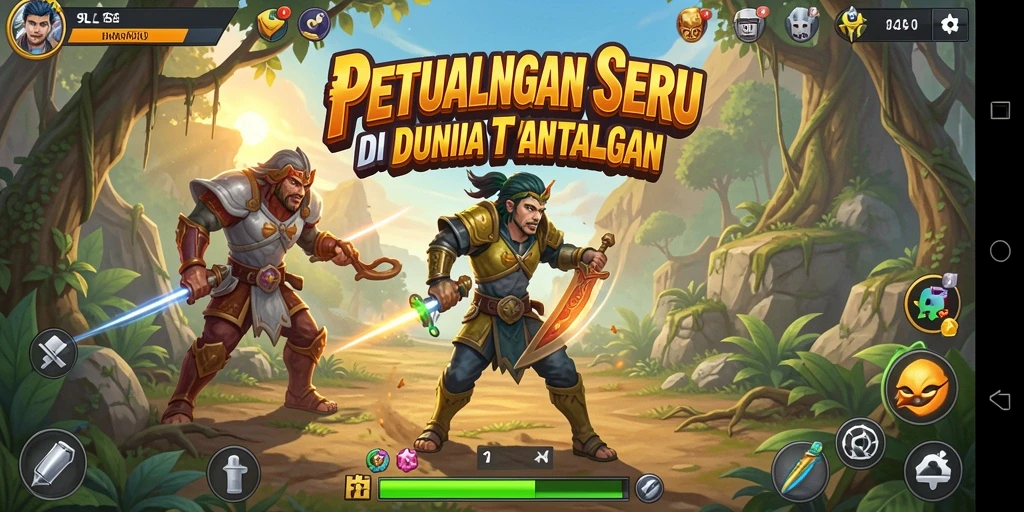 Tampilan gameplay 9SL dengan aksi seru dan lingkungan petualangan yang memukau.