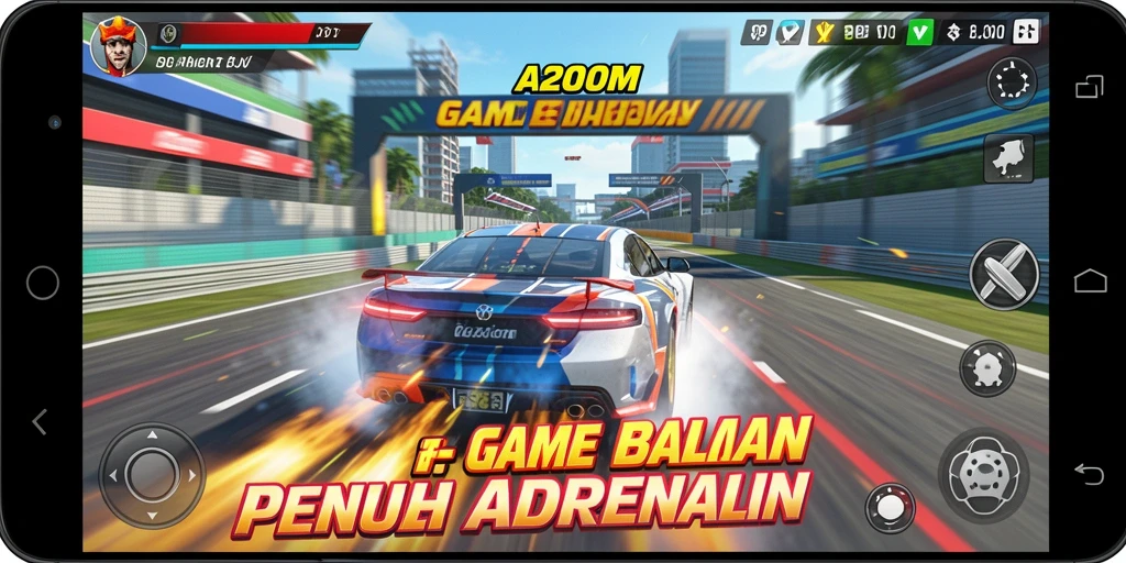 Tampilan mengesankan dari gameplay balapan A200M.