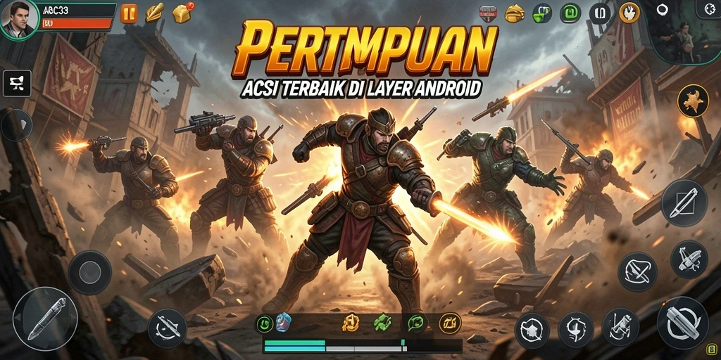 Screenshot utama gameplay ABC33 yang menampilkan aksi pertempuran mendebarkan.