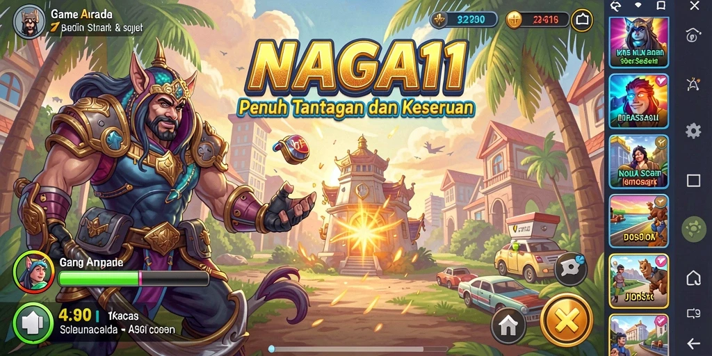 Tampilan seru gameplay NAGA11 saat menyelesaikan level Arcade.