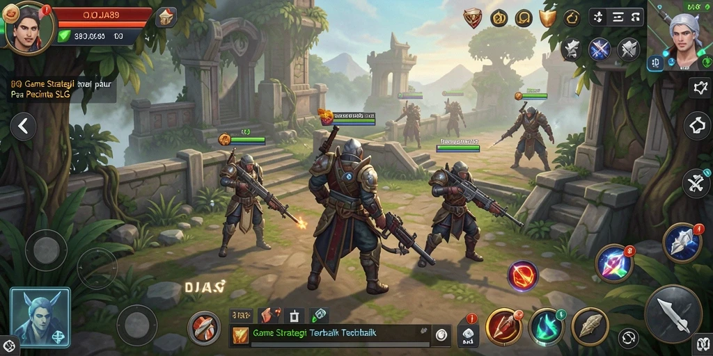 Screenshot OJA89 menampilkan pertempuran intens di dalam gameplay SLG.