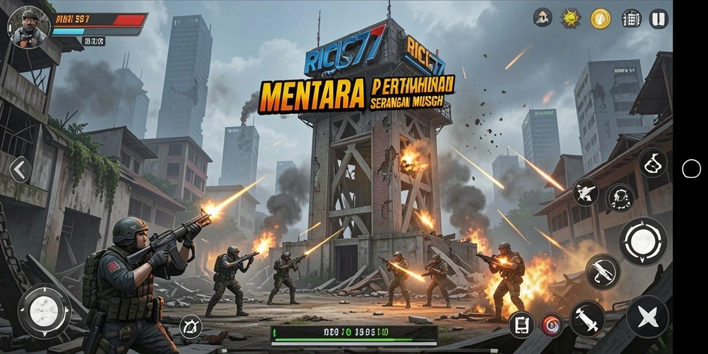 Tampilan seru dari gameplay Tower Defense RICIS77.
