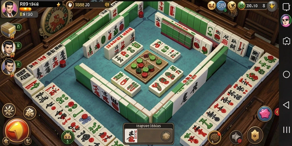 Tampilan gameplay RR89 yang menakjubkan dengan ubin Mahjong.