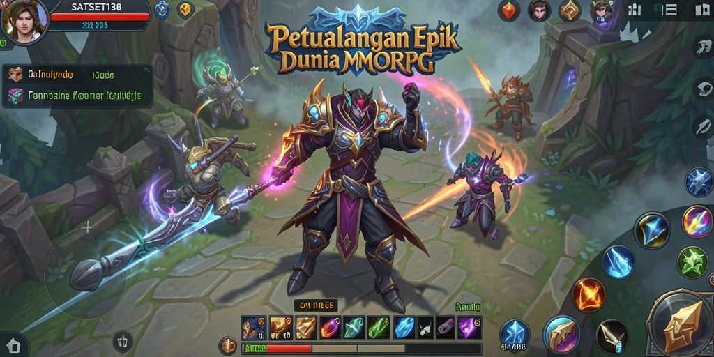 Screenshot SATSET138 menampilkan pertempuran seru di dunia fantasi.