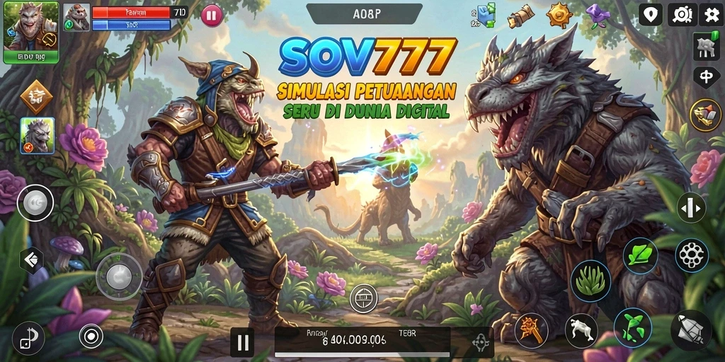 Screenshot utama SOV777 menunjukkan berbagai aktivitas seru dalam gameplay Simulation.