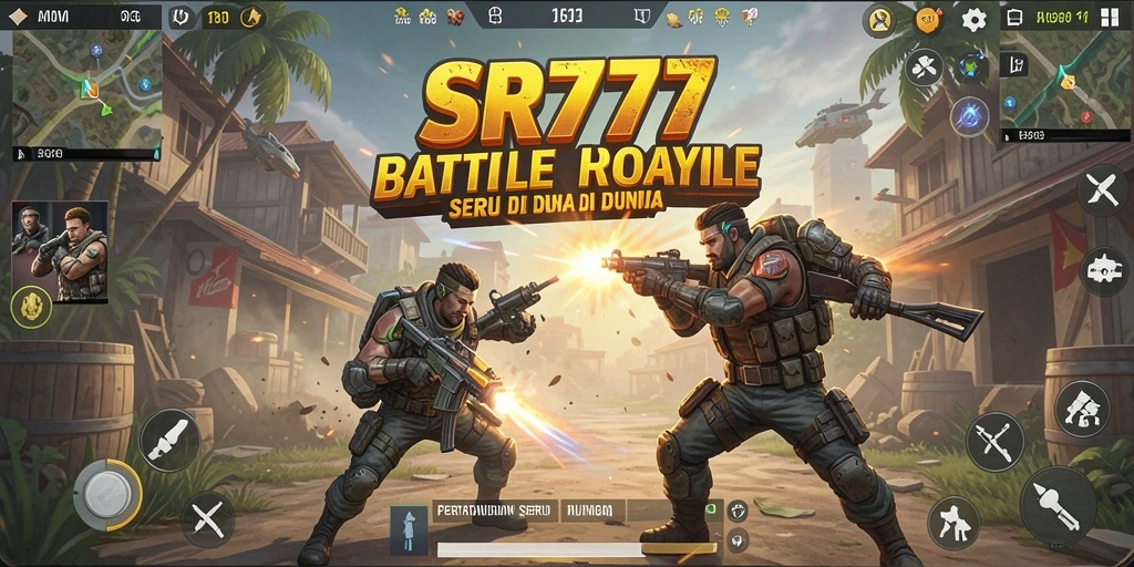 Screenshot SR777 menampilkan aksi Battle Royale yang mendebarkan.