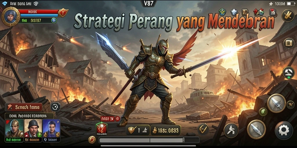 Gameplay mendebarkan dalam V87 dengan strategi perang yang intens.