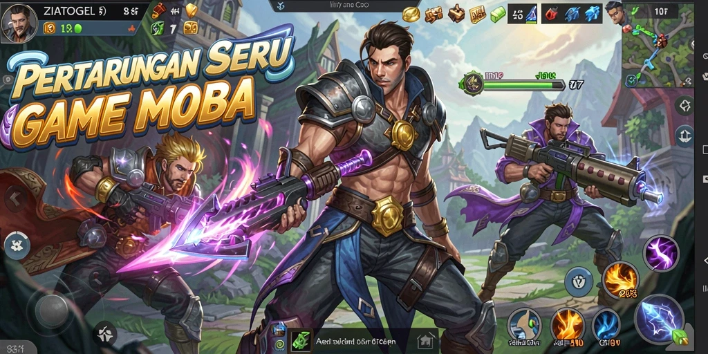 Gameplay MOBA yang seru dan kompetitif dalam ZIATOGEL.